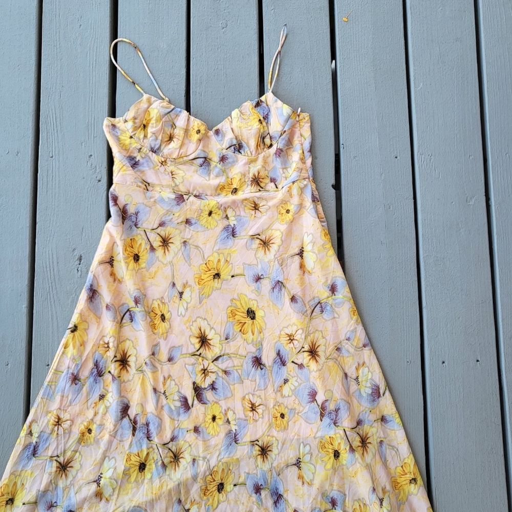 Petal and Pup Yellow Floral Midi Dress XL Bustier Bodice‎ A-line Silhouette - Picture 4 of 6